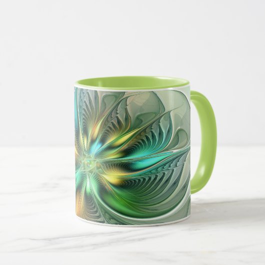 Mug Imaginaire coloré Moderne Fleur Abstraite Fractale (Devant droit)