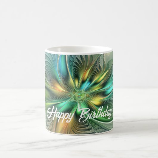 Mug Imaginaire coloré Moderne Fleur Abstraite Fractale (Centre)