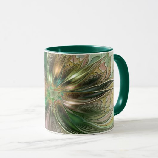 Mug Imaginaire coloré Moderne Fleur Fractale Abstraite (Devant droit)