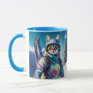 Mug Imaginaire Cute Chat Skis alpins