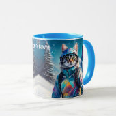 Mug Imaginaire Cute Chat Skis alpins (Devant droit)