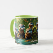 Mug Imaginaire Cute Vivid Otter Poisson Famille (Devant gauche)