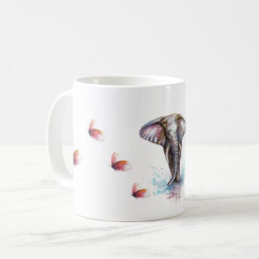Mug Imaginaire de papillons d'éléphant (Devant gauche)