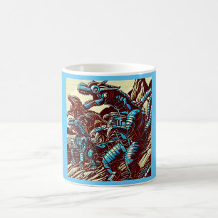 Mug Imaginaire Dinosaure Robots Anime - Woodcut 3