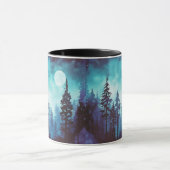 Mug Imaginaire d'Pleine lune de la forêt bleue et vert (Centre)