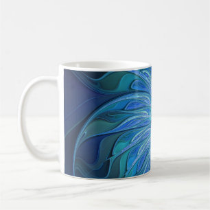 Mug Imaginaire Fleur Bleue Motif, Art Fractal Abstrait