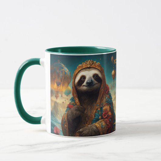 Mug Imaginaire Fleurs Vivides mignonnes Sloth Royal (Gauche)