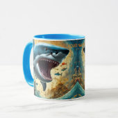 Mug Imaginaire Fleurs Vivides Vagues Requin (Devant gauche)