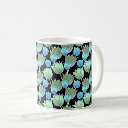 Mug Imaginaire floral brillant bleu (Devant droit)