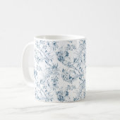 Mug Imaginaire Floral vintage gravé bleu toile (Devant gauche)
