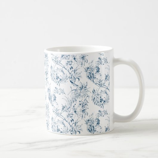 Mug Imaginaire Floral vintage gravé bleu toile (Droite)