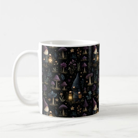 Mug Imaginaire foncé Gnome et Motif de champignons (Gauche)