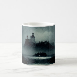 Mug Imaginaire Island Lighthouse Misty Foggy Dark Nigh