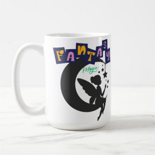 Mug Imaginaire magique - Fée assise sur la lune avec é