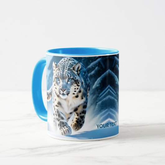 Mug Imaginaire mignon léopard de neige en course (Devant gauche)