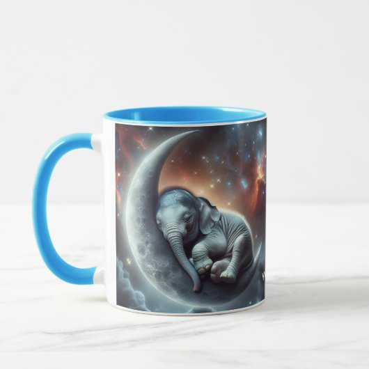Mug Imaginaire mignon Lune Espace éléphant (Gauche)