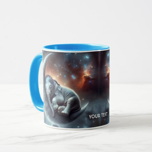 Mug Imaginaire mignon Lune Espace éléphant (Devant gauche)