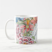 Mug Imaginaire mignon Unicorne rose Tropical Floral Gi (Gauche)