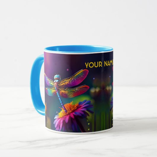 Mug Imaginaire Mignonne libellule Avec Fleur (Devant gauche)