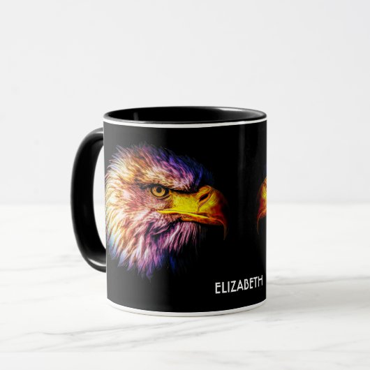 Mug Imaginaire psychédélique Aigle fractal exotique (Devant gauche)