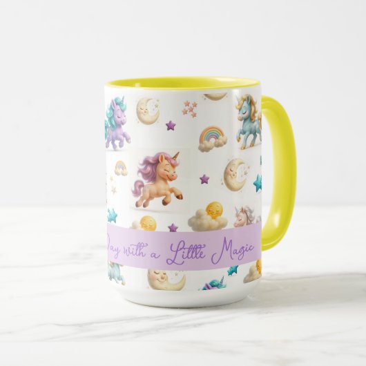 Mug Imaginaire Whimsical Pastel Unicorns et Châteaux (Devant droit)