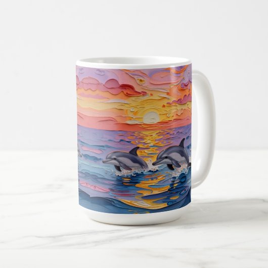 Mug Impasto Dolphins and Ocean Waves   (Devant droit)