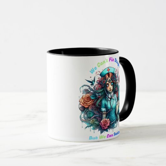 Mug Impossible de réparer l'imbécile : l'infirmière ét (Devant droit)