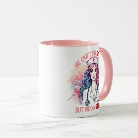 Mug Impossible de réparer l'imbécile : l'infirmière mé (Devant droit)