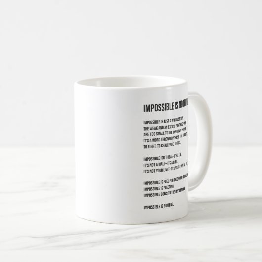 Mug Impossible N'Est Rien, Gym, Hustère, Succès, Grind (Devant droit)