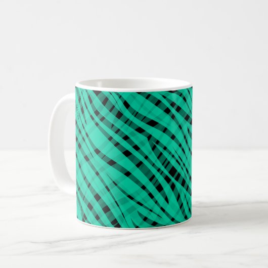 Mug Impression abstraite de tigre turquoise vert (Devant gauche)