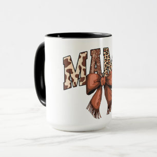 Mug Impression animal MAMA avec un nœud marron