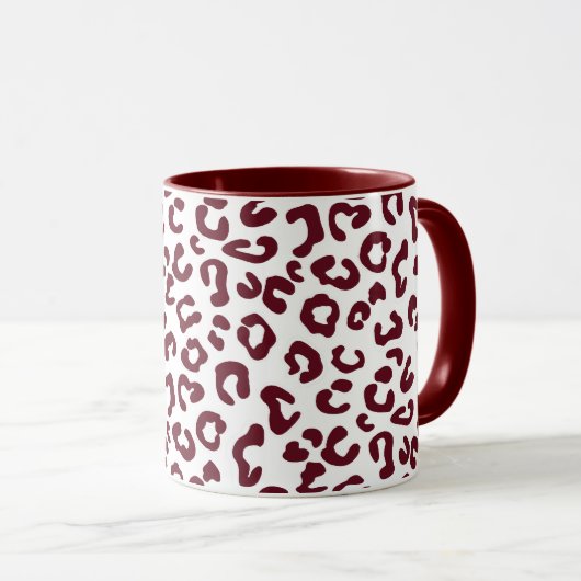 Mug Impression animale guépard en bordeaux et blanc (Devant droit)