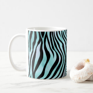 Mug Impression Animale Peau de Zèbre Bleu Clair Turquo