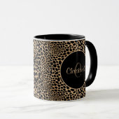 Mug Impression Animale Taches de Léopard Noir & Brun N (Devant droit)