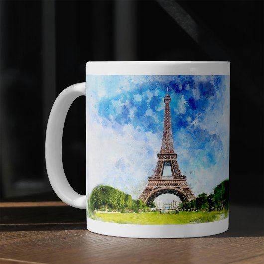 Mug Impression aquarelle de la Tour Eiffel sur la silh