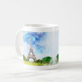 Mug Impression aquarelle de la Tour Eiffel sur la silh (Devant gauche)