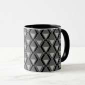 Mug impression art déco géométrique noir blanc (Devant droit)