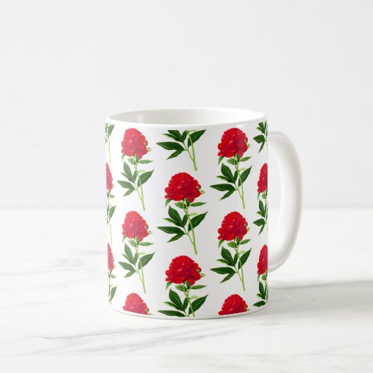 Mug Impression Botanique vintage, Peine Rouge Profonde (Devant droit)