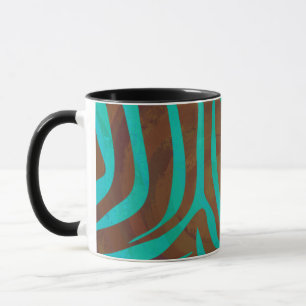 Mug Impression Brown et Turquoise Zebra