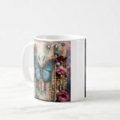 Mug impression collage papillon sur support mixte (Devant gauche)