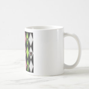 Mug Impression colorée d'Arlequin avec des cœurs de ro