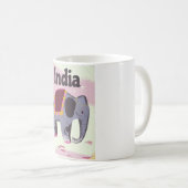 Mug Impression d'affiche de voyage d'Indian Elephant. (Devant droit)