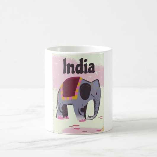 Mug Impression d'affiche de voyage d'Indian Elephant. (Centre)