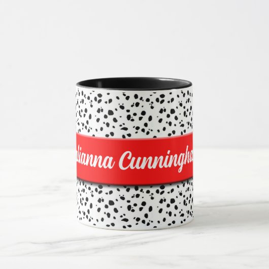 Mug Impression dalmate avec rouge et nom (Centre)