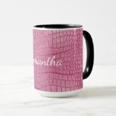Mug Impression d'animal en faux alligator rose (Devant droit)