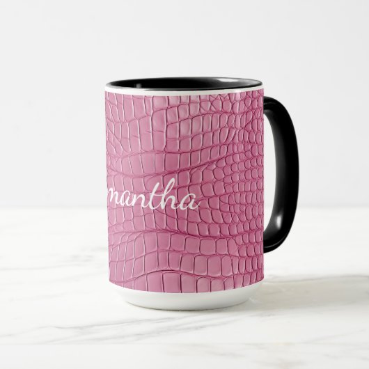 Mug Impression d'animal en faux alligator rose (Devant droit)