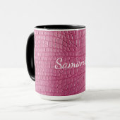 Mug Impression d'animal en faux alligator rose (Devant gauche)