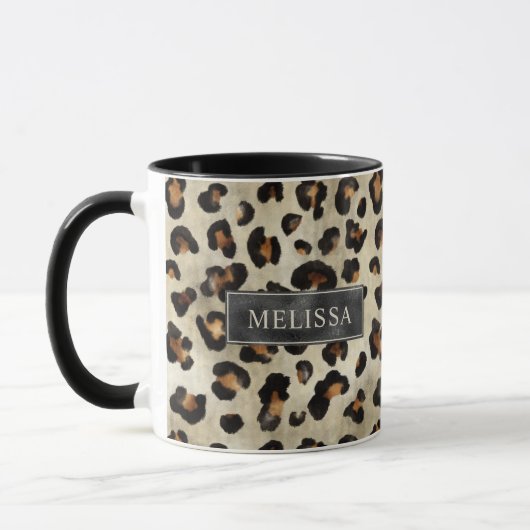 Mug Impression d'animal léopard avec fausse feuille no (Gauche)