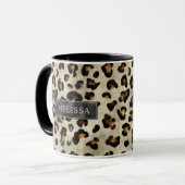 Mug Impression d'animal léopard avec fausse feuille no (Devant gauche)