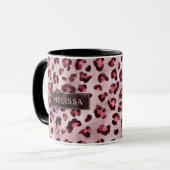 Mug Impression d'animal léopard rose avec fausse feuil (Devant gauche)